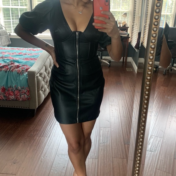 Bershka Faux Leather Mini Dress 